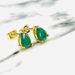 Pear/Drop Green Tourmaline Stud earrings